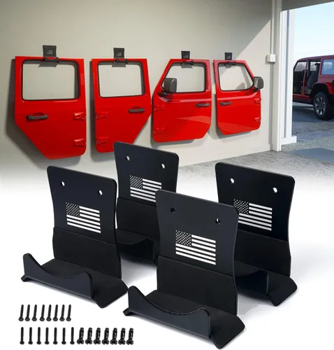 Xprite Perchas de Almacenamiento para Puerta con Patrón de Bandera de Estados Unidos y Forro de Goma, 4 PCS Ganchos Porta Almacenamiento de Puerta