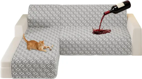 Miniatura 9 de ALIECOM Fundas para sofá modular, 100% impermeables, en forma de L, lavables, 2 piezas, fundas seccionales impresas con diván, protector de muebles