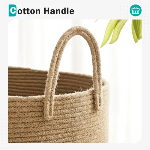 Miniatura 3 de YOUDENOVA Cesta de algodón para la ropa sucia, 58L - Cesta de almacenamiento plegable tejida - marrón yute Yute Marrón