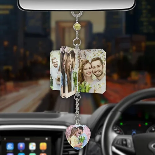 Miniatura 18 de Colgante de coche personalizado con foto, accesorios personalizados para coche, decoración cubo colgante