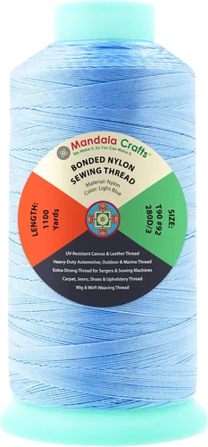 Miniatura 313 de Mandala Crafts - Hilo de nailon para coser cuero, tapicería, mezclilla y para trenzar el pelo; resistente, 1500 yardas, tamaño 69 T70 Marrón