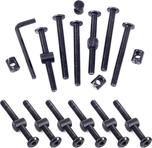 Miniatura 8 de Swpeet 25 tornillos de cabeza hexagonal M6 de 3.150 in, color negro, para cuna, cuna y tuercas de barril con 1 llave Allen, perfecta para muebles