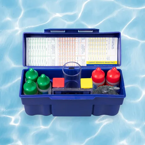 Miniatura 4 de Kit de prueba de piscina de 4 vías con bloque de probador y estuche