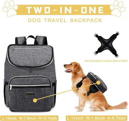 Miniatura 2 de BAGLHER Mochila de viaje para perros – Contenedor de comida desmontable para perros para suministros para mascotas, mochila de equipo para perros