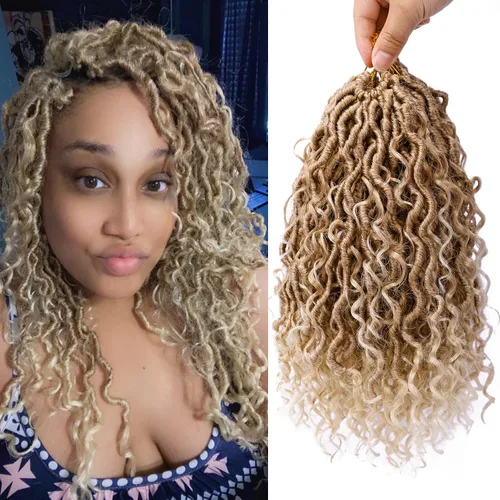 Miniatura 23 de Goddess Locs - Cabello de ganchillo de 10 pulgadas, 7 paquetes de cabello de ganchillo bohemio sintético para mujeres negras, rastas de ganchillo #1B