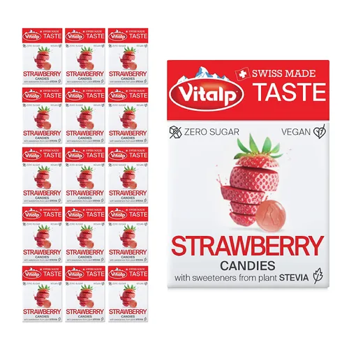 Miniatura 17 de Vitalp Taste, hecho en Suiza, caramelo duro sin azúcar con Stevia, vegano, sabor a caramelo cremoso, paquetes de 25g/0.88 onzas, 16 cajas