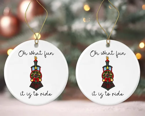 Miniatura 3 de Adorno Oh What Fun It is to Ride, adorno de tren, regalo para niños, adorno de Navidad de tren de nieto, adorno de tren de Navidad impreso en un lado