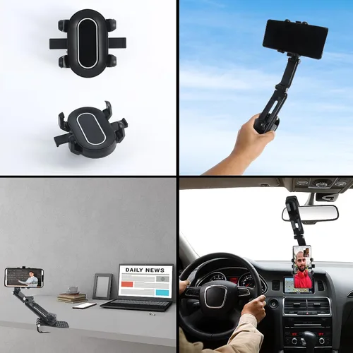 Miniatura 3 de Soporte para teléfono con visera solar, soporte para teléfono para automóvil, giratorio 360° y ajustable, compatible con todos los teléfonos