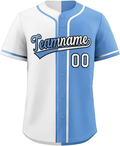 Miniatura 28 de Camiseta de béisbol dividida personalizada con botones y número de nombre cosido personalizado para hombres/mujeres/niños