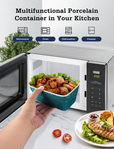 Miniatura 4 de Mantequillera con tapa: plato grande para mantequilla para encimera, recipiente de mantequilla de cerámica con cuchillo doble sello de silicona