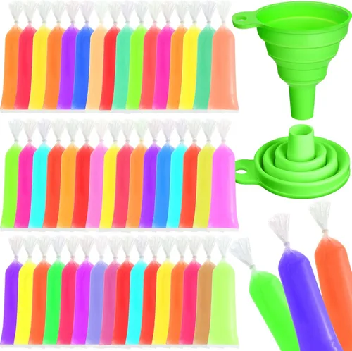Miniatura 9 de Hoolerry 600 bolsas desechables para paletas de hielo, bolsas de plástico para helado con embudo plegable de silicona para hacer helados de yogur