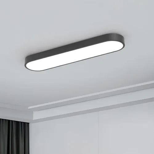 Lámpara de techo lineal de 23.6 pulgadas, LED moderna de 40 W, lámpara de techo simple negra, iluminación de techo de perfil bajo para dormitorio,
