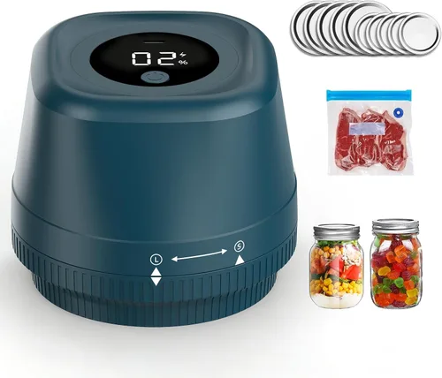Miniatura 9 de Newise Sellador al Vacío Eléctrico Mejorado para Tarros Mason, Kit de Sellado al Vacío Automático 3 en 1 para Enlatar con Tapas Mason de Boca Ancha