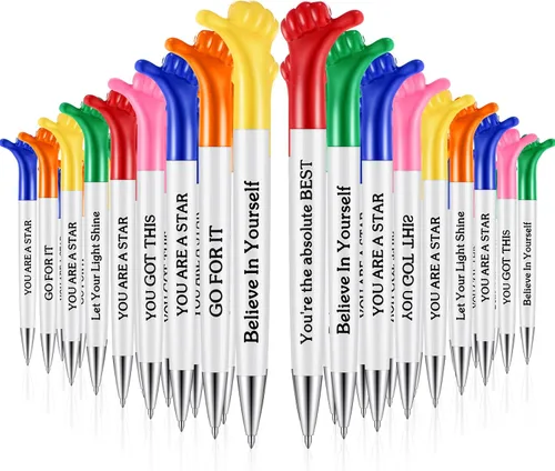 Miniatura 8 de Geyee 30 bolígrafos Thumbs Up a granel, bolígrafos divertidos de afirmación, citas inspiradoras, mensajes motivacionales, bolígrafo, regalos