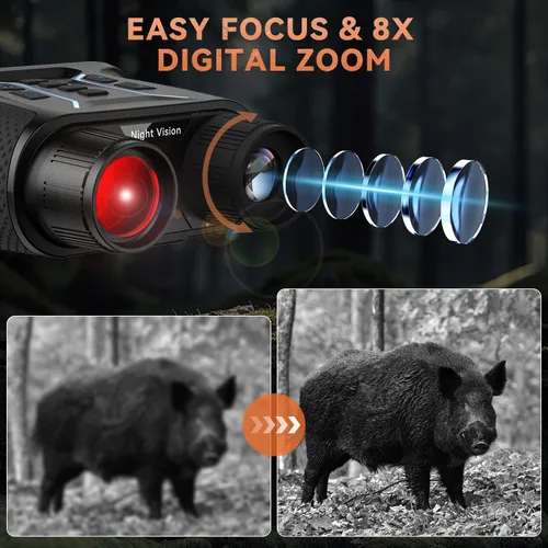 Miniatura 5 de Gafas de visión nocturna, prismáticos de visión nocturna a color 4K para adultos con pantalla HD de 4.5 pulgadas, zoom digital 8X e infrarrojo de 7