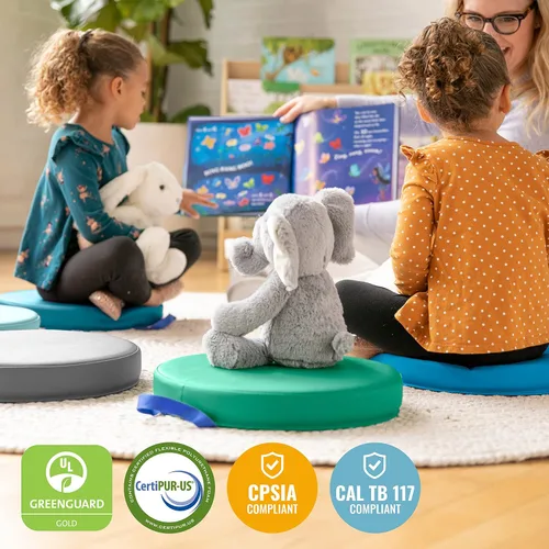 Miniatura 7 de ECR4Kids SoftZone - Cojines de suelo, redondos, asientos flexibles, contemporáneos, 6 piezas