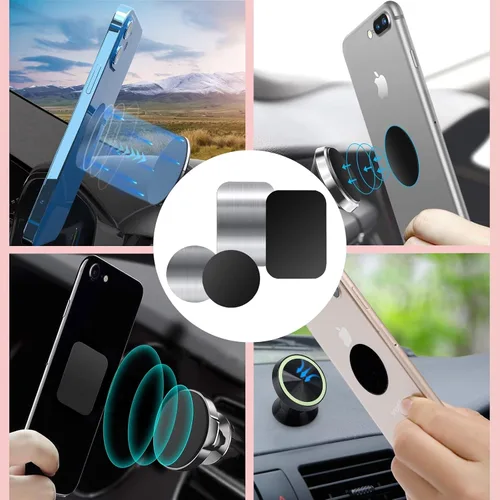 Miniatura 7 de Placas de metal delgadas adhesivas (compatibles con soportes magnéticos), 4 placas de metal para funda de teléfono para automóvil