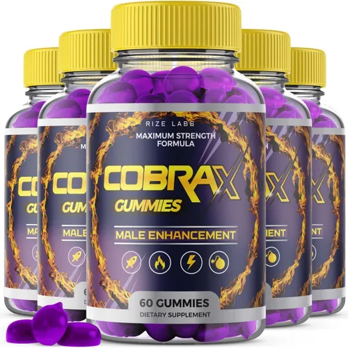 Gomitas CobraX para hombre para apoyo al rendimiento, suplemento ultra puro, fórmula avanzada, revisión de energía, resistencia, paquete de 5 (300