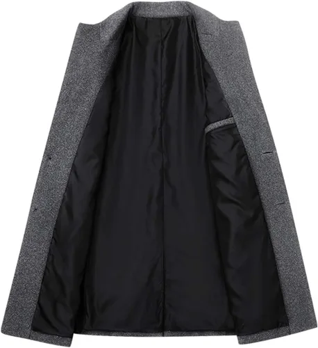 Miniatura 3 de Litteking Abrigo de invierno para hombre, gabardina de lana, abrigo casual de un solo botonadura