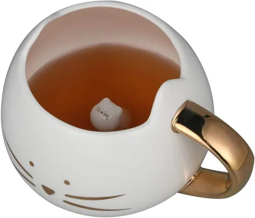 Miniatura 12 de Taza de gato Koolkatkoo Lindas tazas de café de cerámica Tazas de té novedosas con animal 3D oculto en la taza para mujeres Niñas Regalos para Rosa