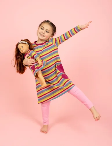 Miniatura 33 de Leveret - Conjunto de vestidos a juego para niña y para muñeca, 100% algodón, gran variedad de estilos, (tallas de 2 a 14 años)