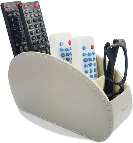 Miniatura 13 de Organizador de control remoto de piel con 5 compartimentos espaciosos