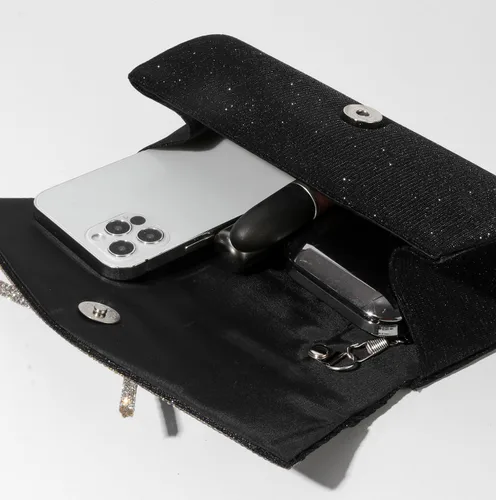 Miniatura 4 de Bolso de mano con lazo para mujer, de noche, brillante, con purpurina, para bodas, con brillos, de strass, para fiestas, de graduación, elegante