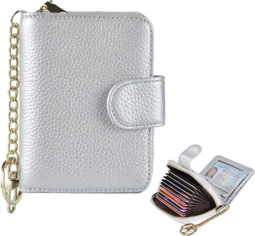 Miniatura 9 de Beurlike billetera de cuero, con tarjetero con bloqueo RFID, organizador, billetera segura para mujer