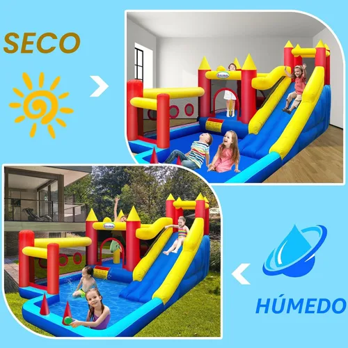 Miniatura 2 de Casa de rebote, castillo inflable con soplador de aire para niños de 3 a 10 años, castillo para saltar con tobogán largo, para interiores