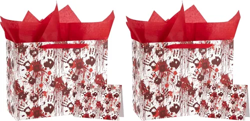 Miniatura 9 de WRAPAHOLIC Bolsa de regalo grande de esqueleto de Halloween con papel de seda y tarjeta, 10 x 5 x 13 pulgadas, bolsa de papel de esqueleto