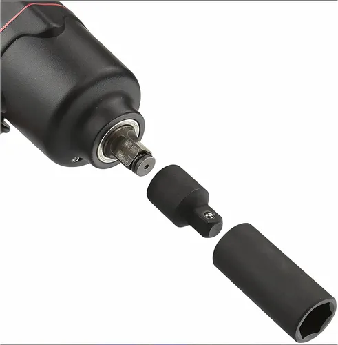 Miniatura 5 de Adaptador de enchufe de impacto y reductor de 1 pulgada (F) a 1/2 pulgadas (M) para llave de trinquete, hembra a macho, CR-MO, (negro)