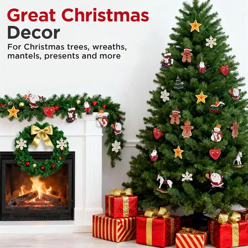 Miniatura 6 de Juego de 12 adornos grandes de Navidad, decoraciones colgantes de resina para árbol de Navidad, figuras surtidas de Papá Noel, muñeco de nieve