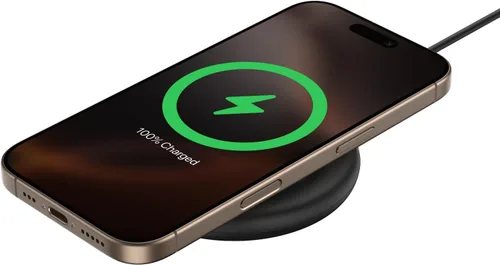 Belkin Almohadilla de carga inalámbrica magnética de 15 W, cargador inalámbrico con certificación Qi2 compatible con MagSafe para iPhone 16 Series,