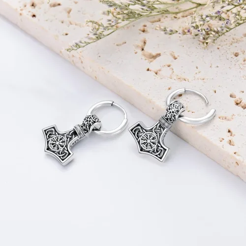 Miniatura 4 de Aretes vikingos para hombre, plata de ley, aretes colgantes vikingosgóticos, joyería vikinga, regalo para mujeres y hombres