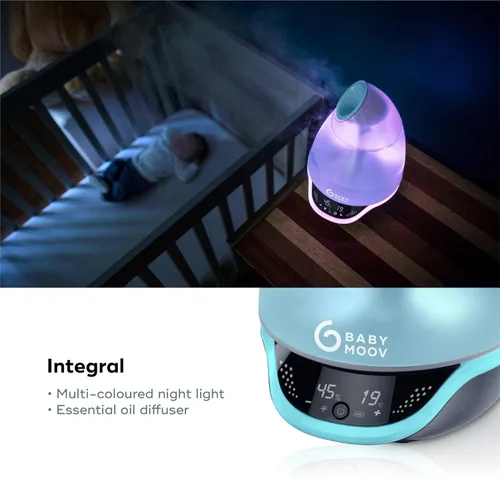 Miniatura 5 de Babymoov Hygro Plus Humidificador de niebla fría 3 en 1, control de humedad, luz nocturna multicolor y difusor de aceites esenciales, fácil uso