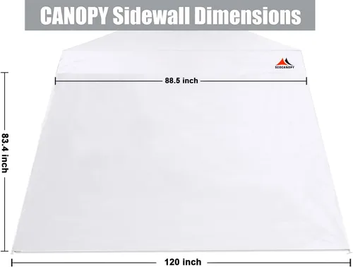 Miniatura 2 de SCOCANOPY SideWall para marco de toldo de pierna inclinada de 10 x 10 pies, paquete de 3 unidades solo SunWall (blanco)