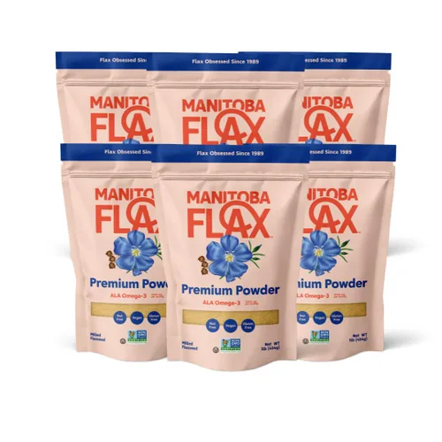 Semillas de lino molidas | Manitoba Milling Co | Seis bolsas de 1 lb | Fibra de linaza molida suave con proteína, Omega 3 | Libre de gluten, linaza