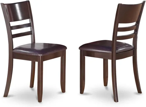 East West Furniture LYC-CAP-LC Lynfield - Sillas de comedor tapizadas de piel sintética, juego de 2, color capuchino