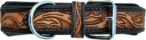 Miniatura 3 de Collar de cuero para perro, estilo occidental, resistente, manual, ajustable, con cuentas y acolchado, suave para cachorros y perros grandes, 10AB011