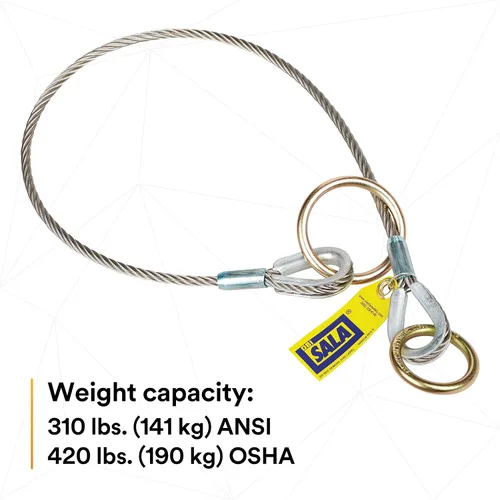 Miniatura 7 de 3M DBI-SALA 5900550 Conector de anclaje, adaptador de amarre de cable de 4 pies, tipo pasante, plateado