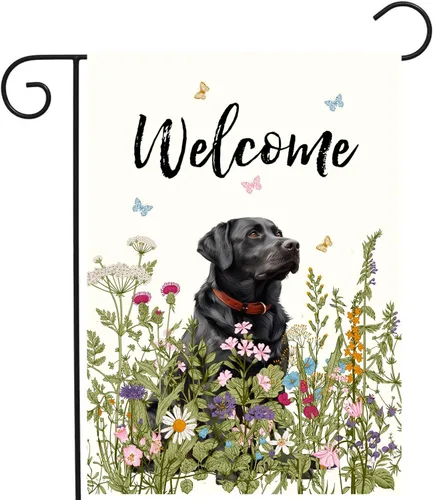 Miniatura 77 de Bandera de jardín floral Border Collie bandera de patio primavera verano bandera de patio flor perro banderas de jardín para exteriores pequeñas