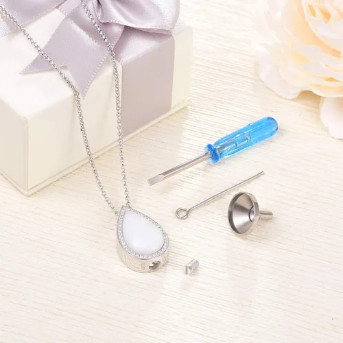 Miniatura 5 de Joyería de cremación de plata de ley 925 para cenizas, urna de lágrima, joyería para cenizas, recuerdo de cenizas, collar con colgante para cenizas