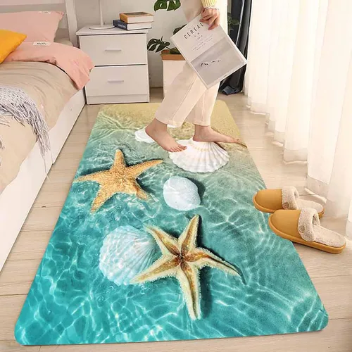 Miniatura 2 de LYFANS Alfombras de baño de espuma de esponja absorbente suave para baño y cocina (47 x 18 pulgadas), tapete de franela antideslizante brillante