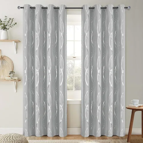 Miniatura 58 de BUHUA - Paneles de cortinas opacas para sala de estar, cortinas grises con aislamiento térmico, cortinas de ventana para dormitorio - 72 pulgadas