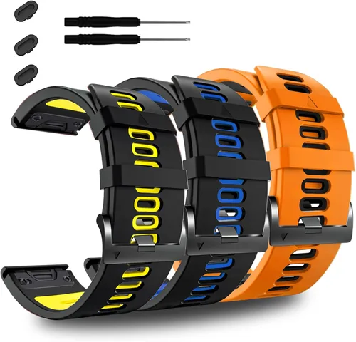 Miniatura 16 de ZPJPPLX 26mm Correas de reloj de fácil ajuste para tactix 8 Fenix 8 51mm 7X Pro 6X 5X, correas deportivas de silicona suave compatibles para Garmin