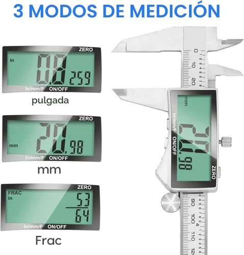 Miniatura 4 de Calibre Digital, Herramienta de Calibre de 6 Pulgadas con Pantalla LCD Extra Grande, Función de Apagado Automático, Cambio Fácil entre Pulgadas