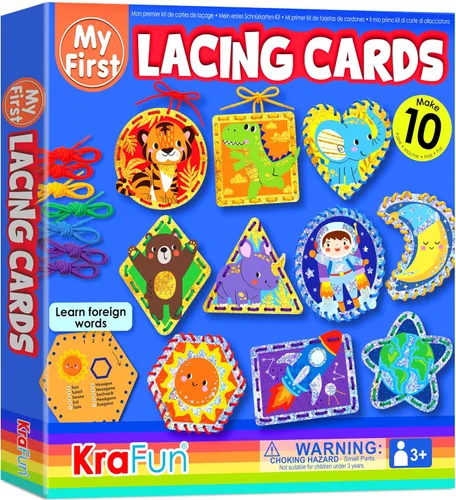 Miniatura 7 de KRAFUN My First - Tarjetas de cordones para niñas de 3 años en adelante, 10 proyectos holográficos de princesa unicornio de artes y manualidades