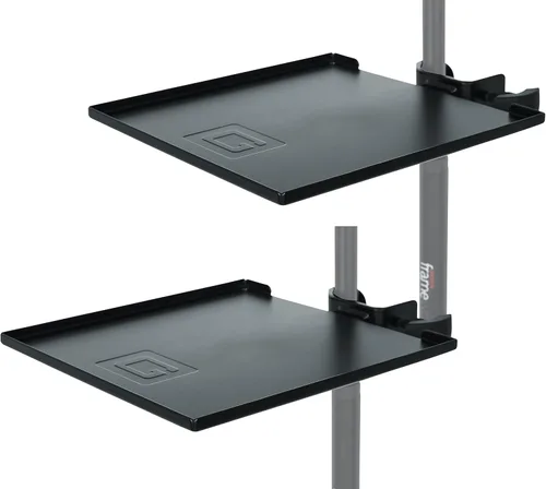 Miniatura 11 de Gator Frameworks Cases Accesorio de Soporte de Micrófono con Abrazadera Portavasos y Pestaña para Púas de Guitarra, Bandeja Extra Grande, 14" x 9