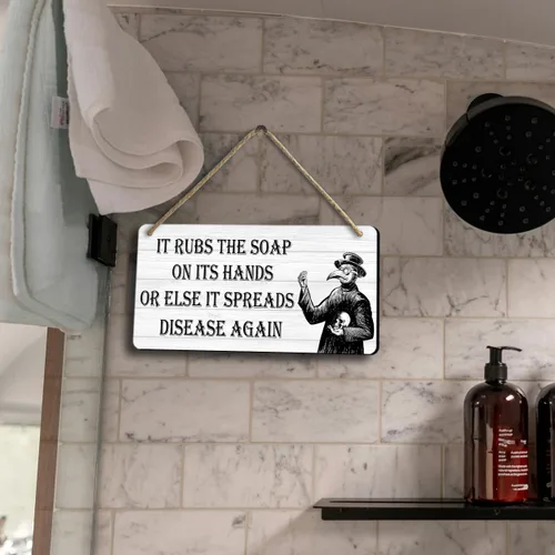 Miniatura 4 de Decoración Gótica de Baño, Letreros Divertidos de Baño - Arte de Pared de Baño para Habitación Gótica Decoración de Doctor de la Peste, Decoraciones