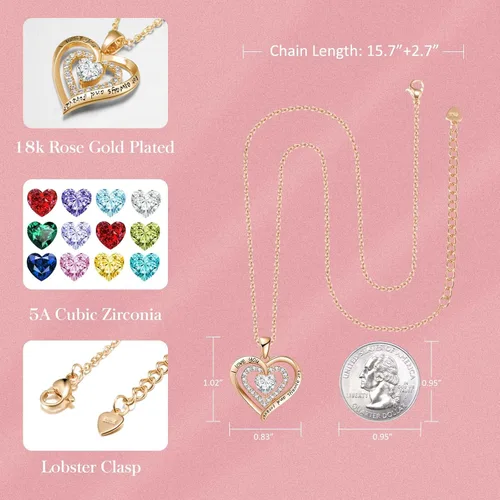 Miniatura 4 de Birthstone Jewelry Necklace for Women on Birthday Anniversary Presents for Wife Women Necklaces for Valentine's Day, Christmas, Mother's Day